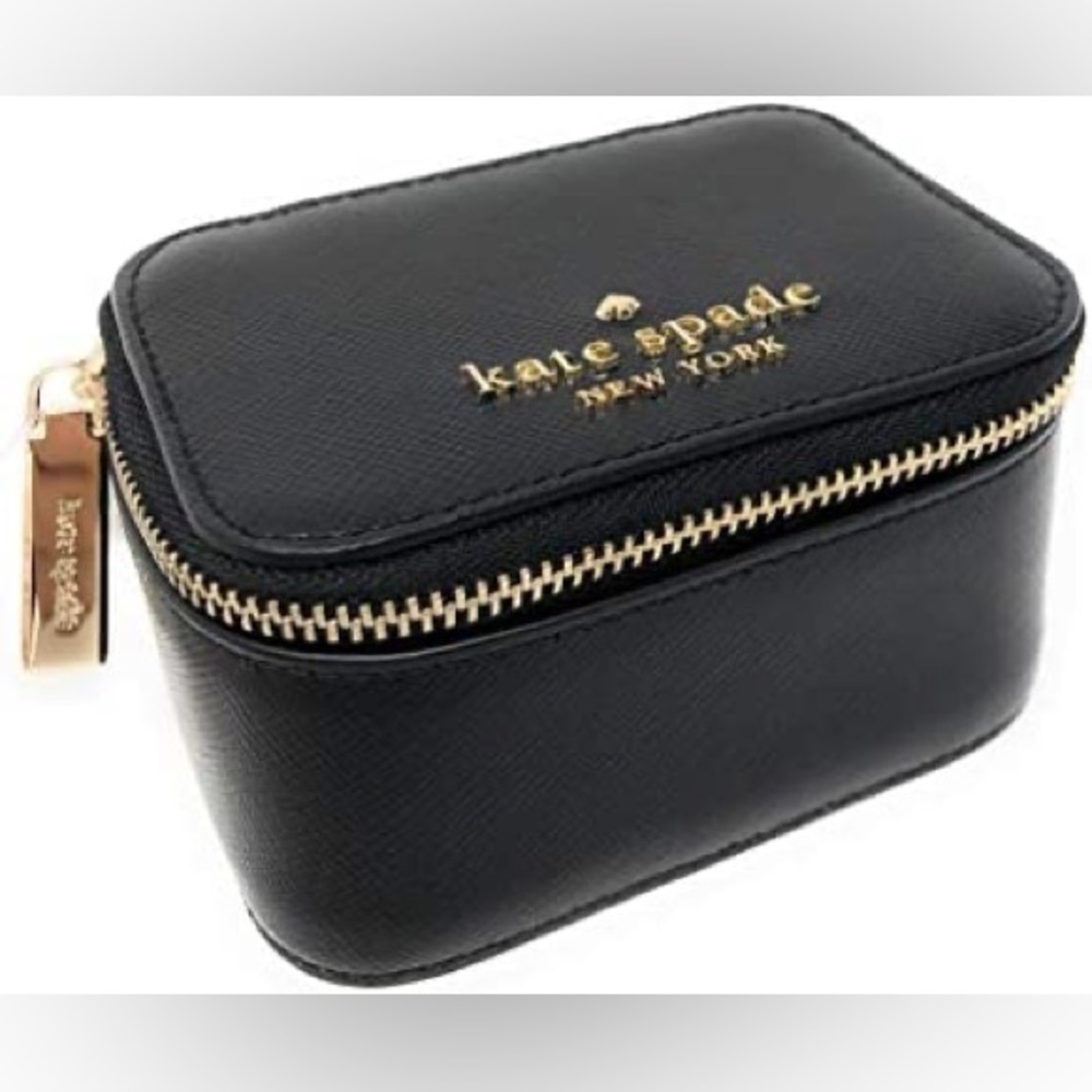 Kate Spade New York Jewelry Holder Travel Box Black Saffiano Leather